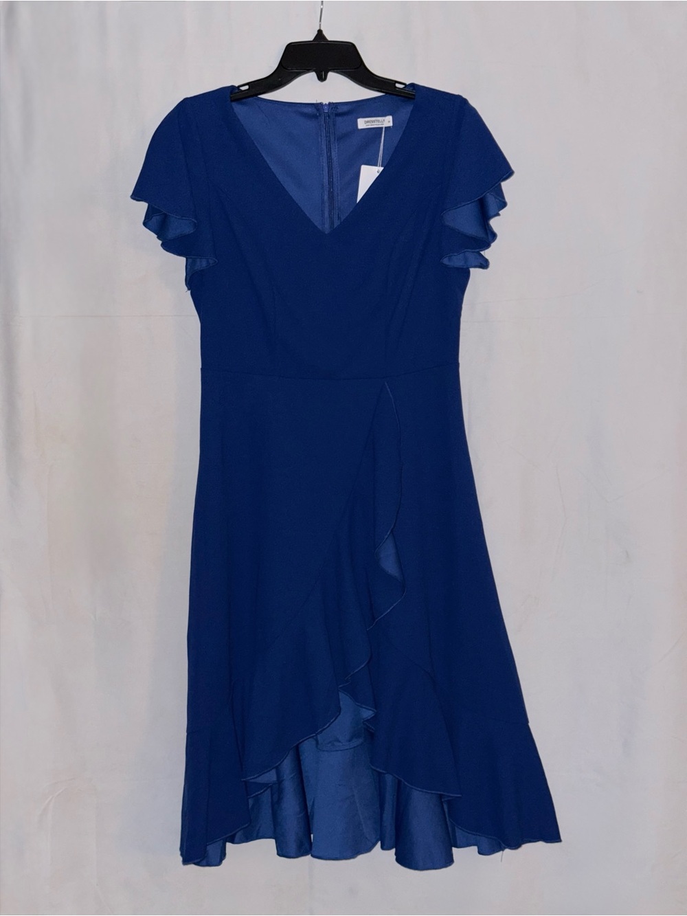 NWT Dresstells V-Neck High-Low Ruffle Dress in Royal Blue Size Medium